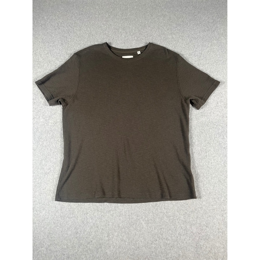 Billy Reid Mens Charcoal Brown Waffle Knit Cotton Short Sleeve T-Shirt Size L
